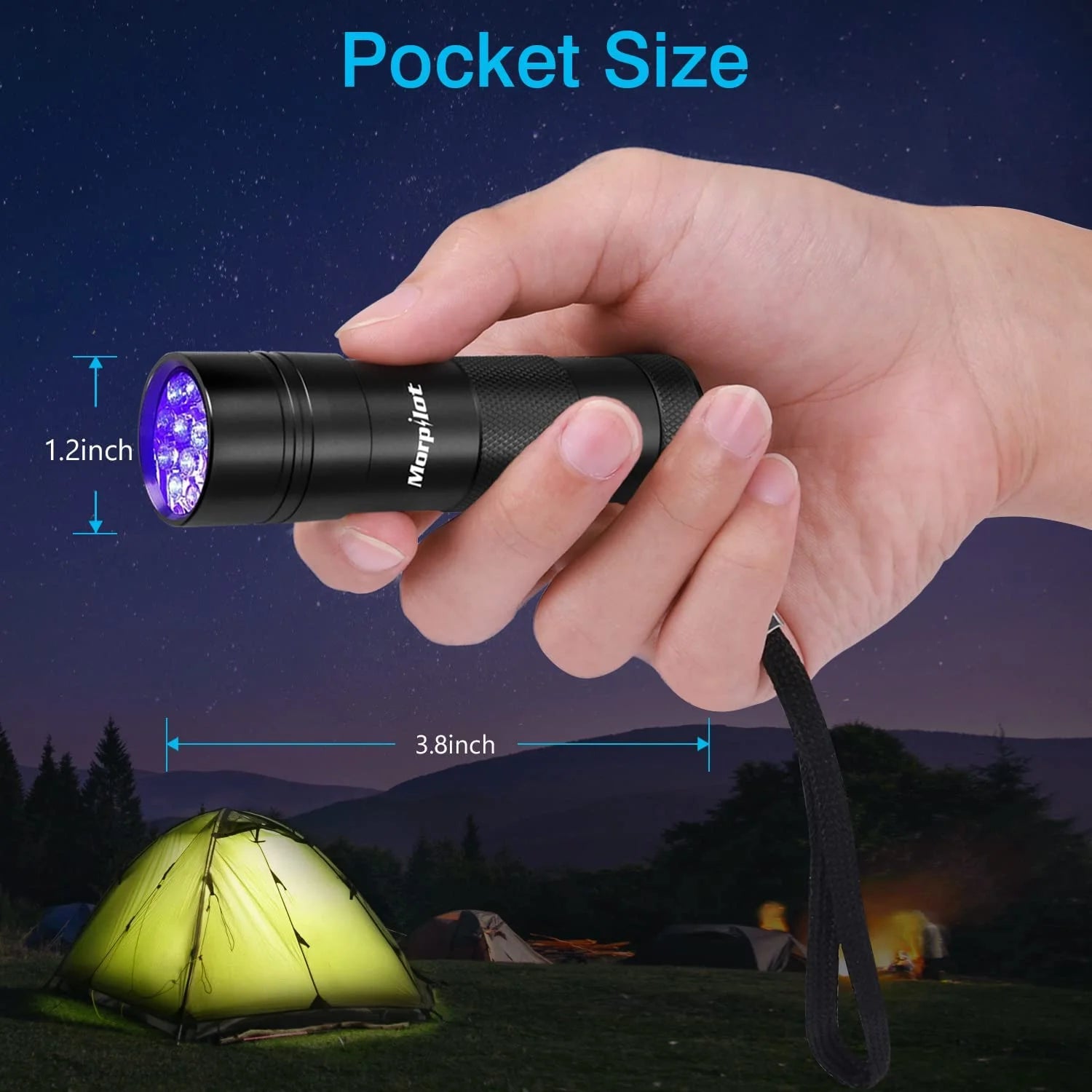 2 Pcs Multifunctional UV Flashlight 12Leds Ultraviolet Blacklight Pet Dog Stain & Urine Detector Light Torch Ultra Violet Flashlight - 3.8*1.2*1.2Inches