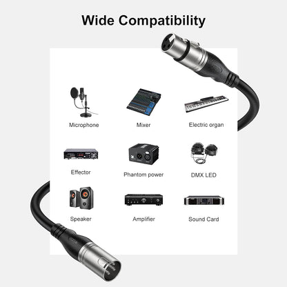 100Ft XLR Microphone Cables 2 Packs - Premium Balanced Mic Speaker Cable with 3 Pins XLR Male to Female 100 Feet, Black