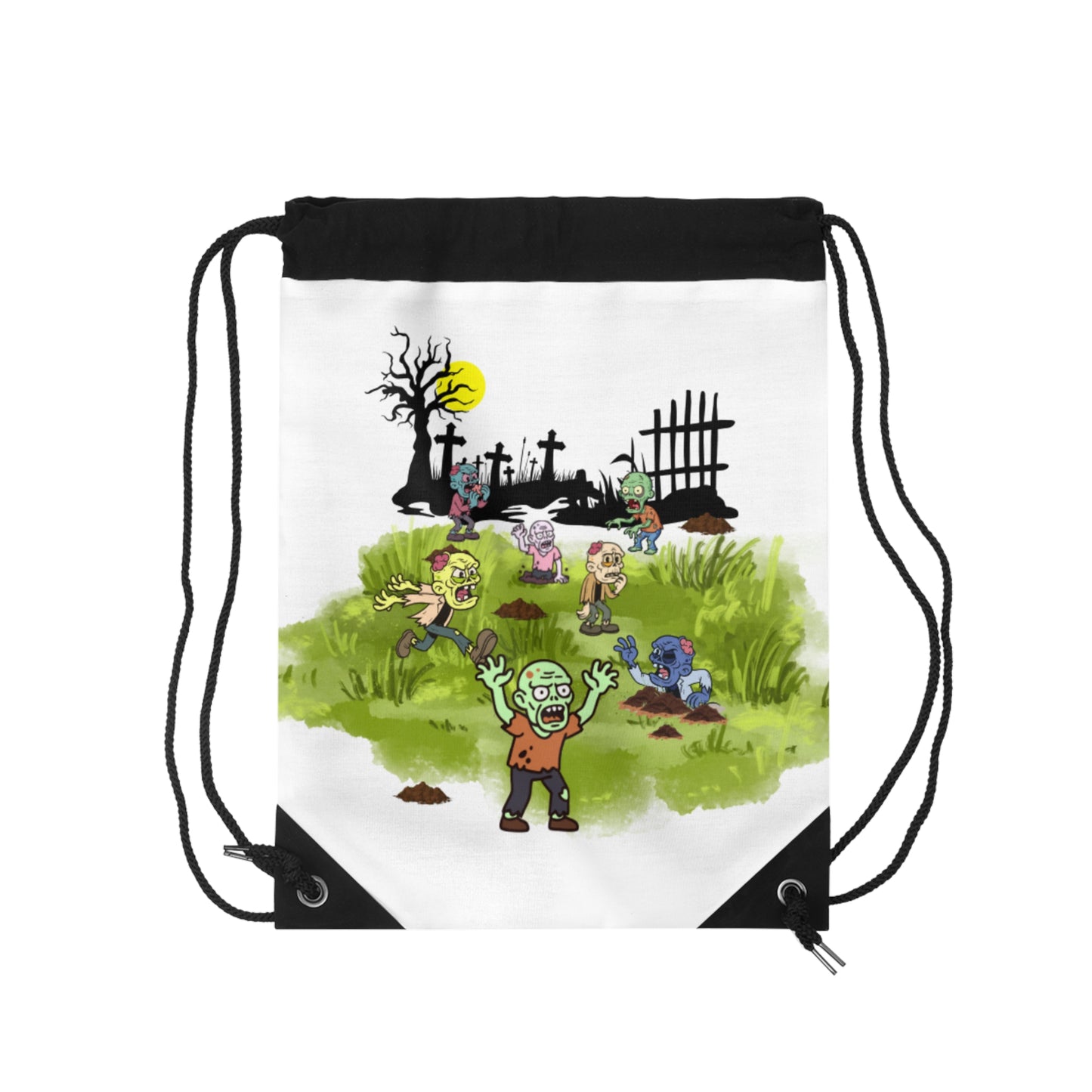Zombie Graveyard Drawstring Bag – Cute Cartoon Halloween Backpack