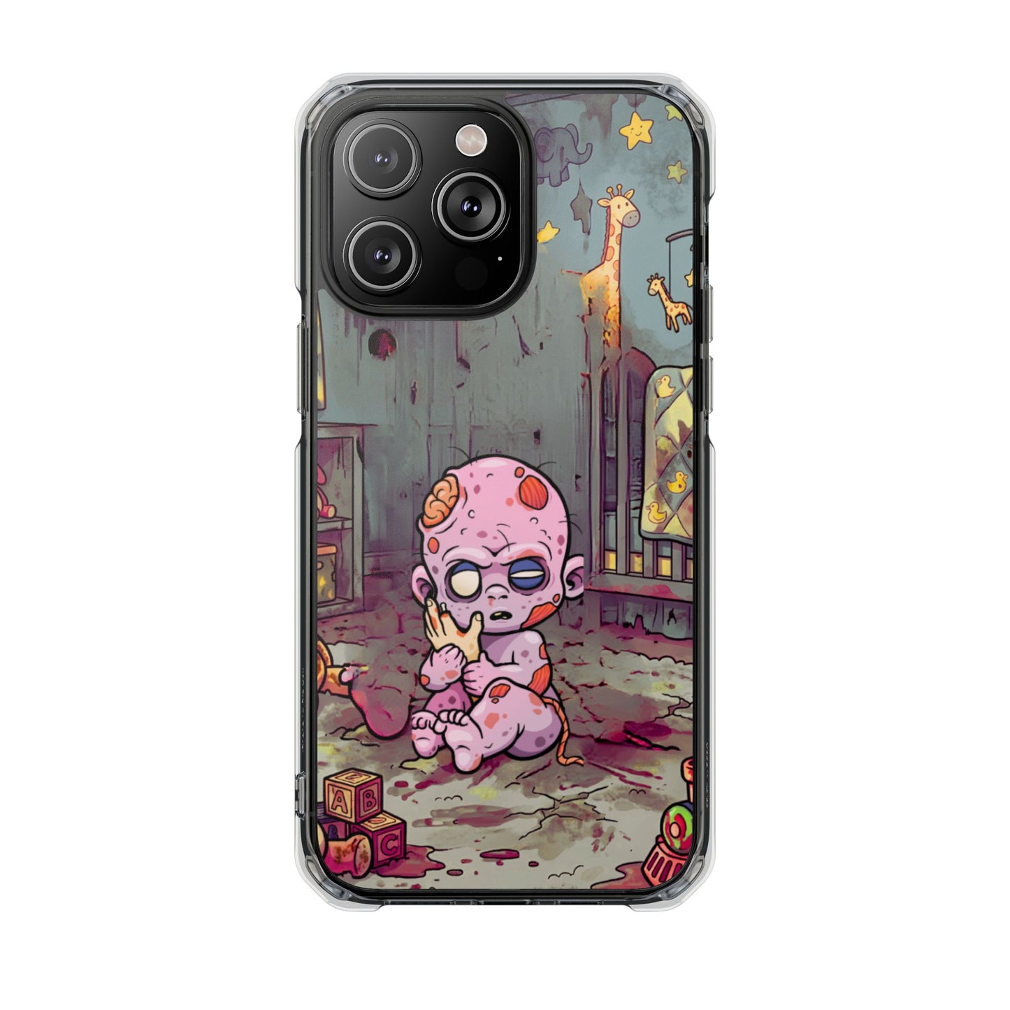 Clear Magnetic Phone Case — Cute Creepy Zombie Baby Design