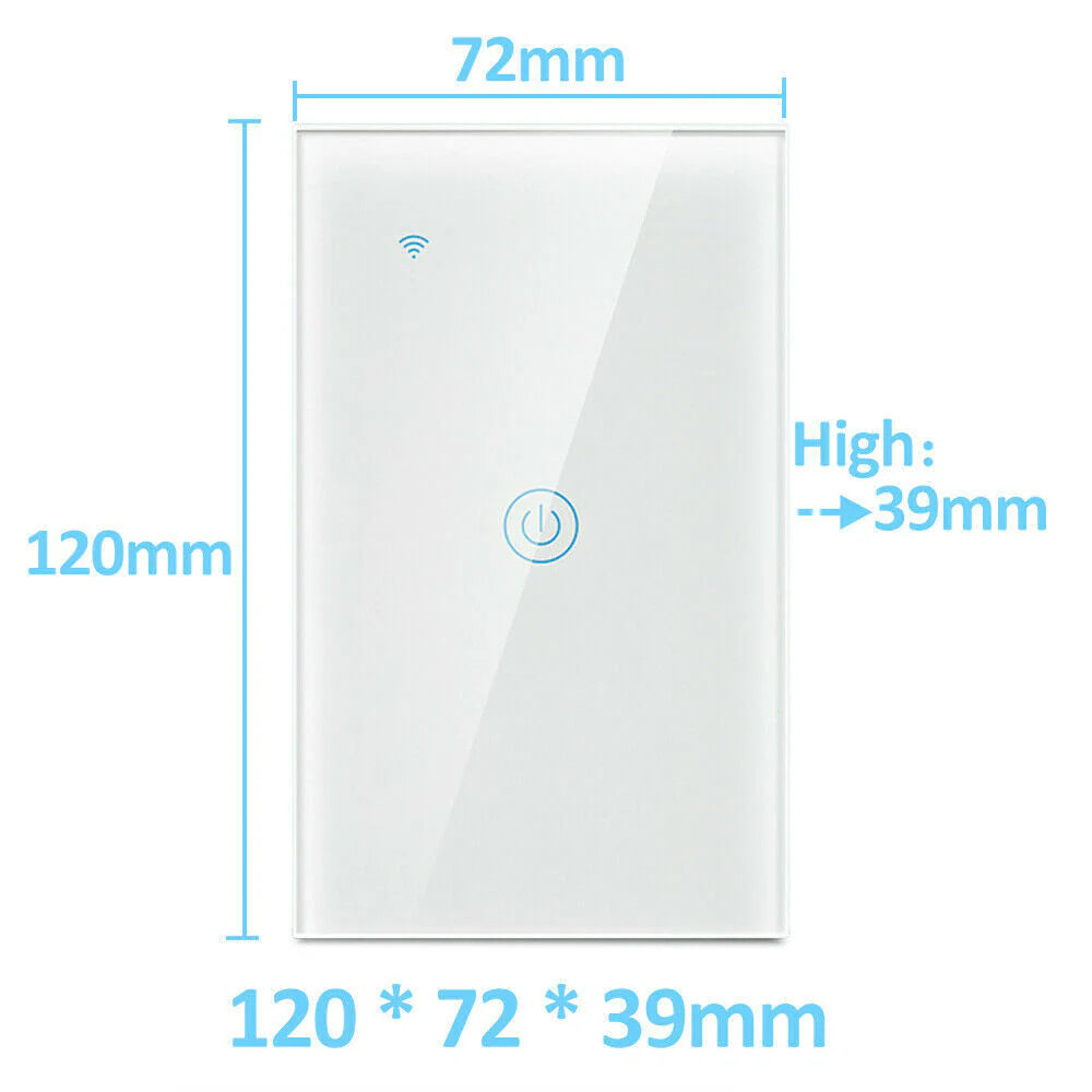 1/2/3/4 Gang Smart Touch Light Switch: WiFi, Alexa/Google Compatible, Glass Panel