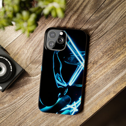 Neon Boba Slim Phone Case – Blue LED Tea Art
