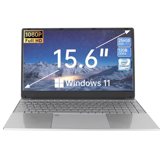 15.6 Inch Laptop 1920*1080 FHD IPS Display, 16GB DDR4 512GB SSD Quad-Core Intel N95 Processors, Wifi, Bluetooth, Fingerprint, Backlit Keyboard, Windows 11 Computer, 15" Lightweight Laptop, Silver