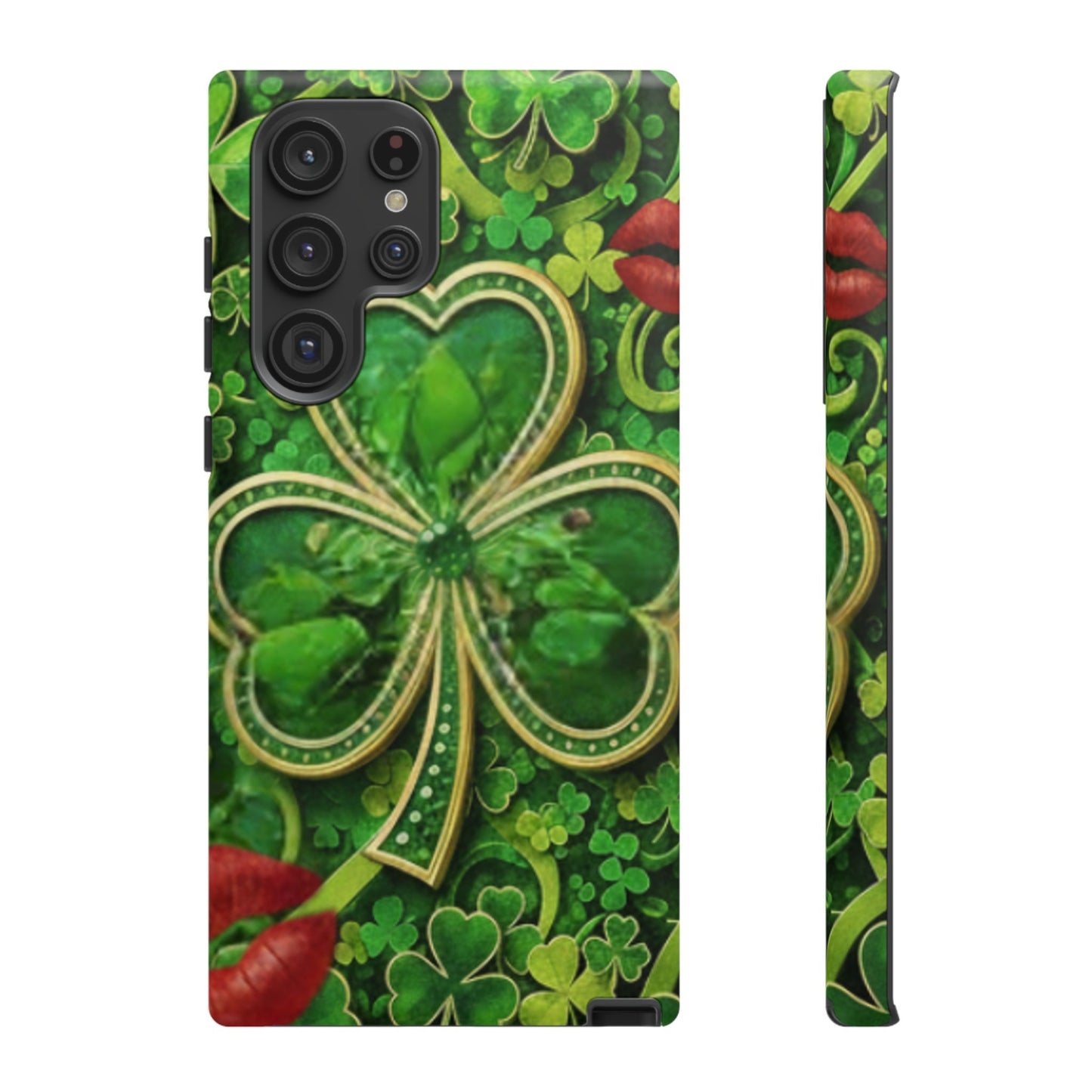 Tough Phone Case – Dual-Layer Protection with Shamrock Print