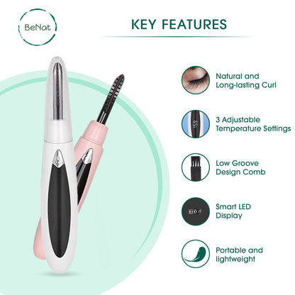 Rechargeable Beauty Trio – Facial Hair Remover, Eyebrow Trimmer & Heated Eyelash Curler, LED Precision, Travel Ready