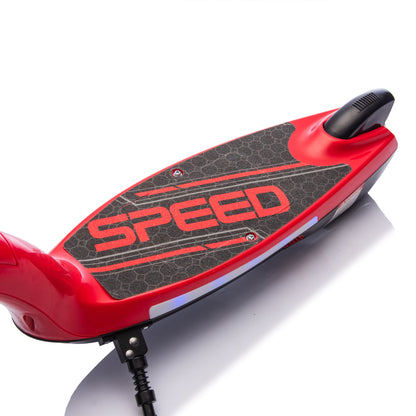 Kids Electric Scooter - 5.59-6.84 MPH, LED Lights, Rear Brake, Kickstand, Bell, Wide Pedal, Ages 6+