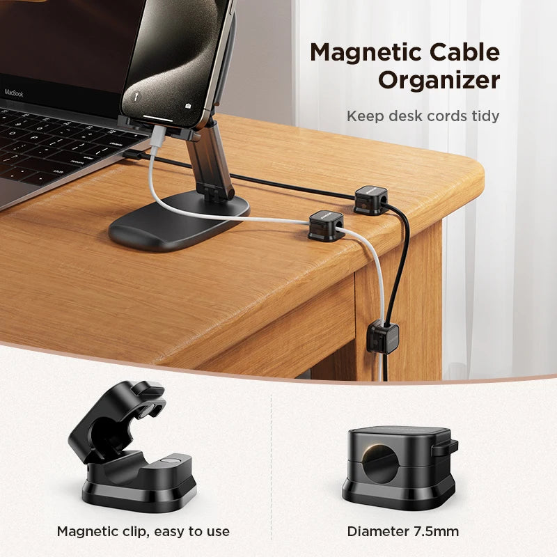 Magnetic Wire Keeper: Under Desk Cable Organizer, Smooth Clips