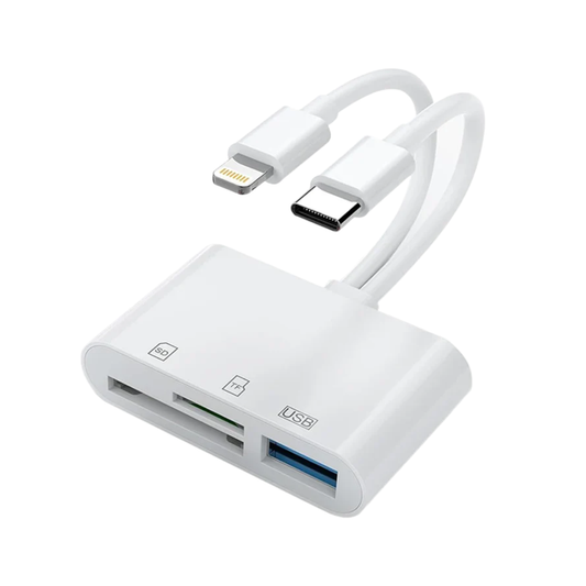 5-in-1 SD Card Reader - Lightning/Type-C/USB 3.0, Multi-Device Compatible