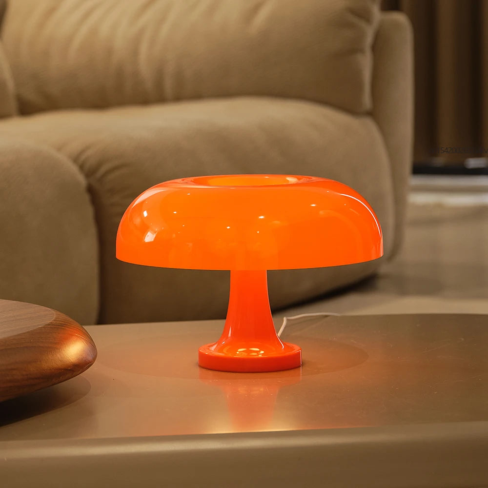 Bauhaus Mushroom Table Lamp: Orange Accent Light