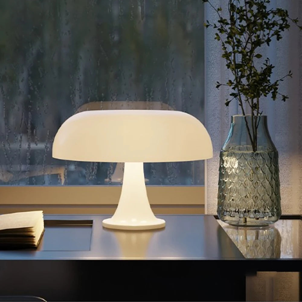 Bauhaus Mushroom Table Lamp: Orange Accent Light