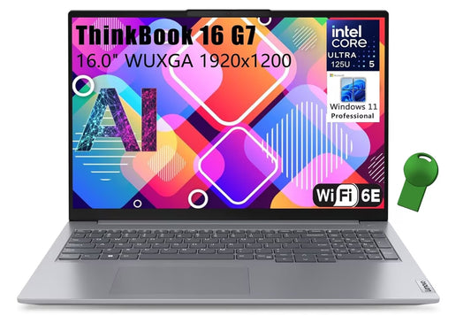 Thinkbook 16 G7 Ultra 5 Premium Laptop Computer Intel 12-Core 16" FHD 64GB DDR5 RAM, 1TB Pcie SSD Thunderbolt 4 Wifi 6E Win 11 Pro RJ45 NPU AI Experience Copilot Business Laptop