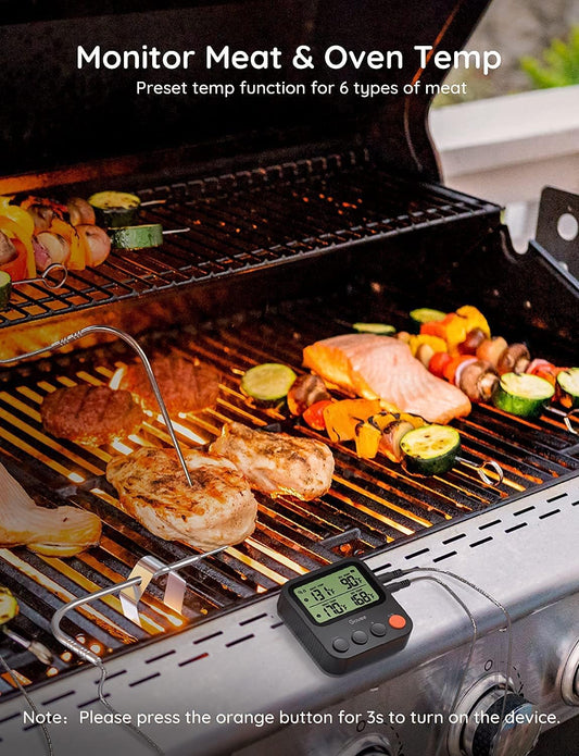 Bluetooth Meat Thermometer, 230Ft Range Wireless Grill Thermometer Remote Monitor with Temperature Probe Digital Grilling Thermometer with Smart Alerts for Smoker Cooking BBQ Kitchen Oven