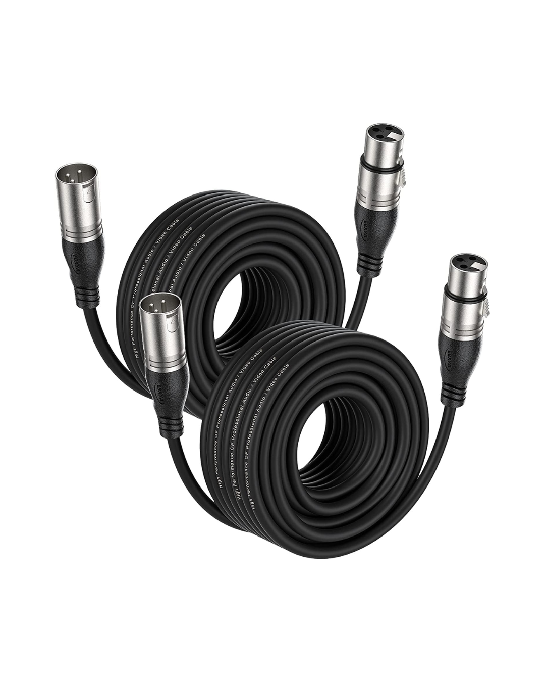 2-Pack 50ft XLR Balanced Microphone Cables - Premium 3-Pin Male to Female