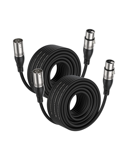 2-Pack 50ft XLR Balanced Microphone Cables - Premium 3-Pin Male to Female
