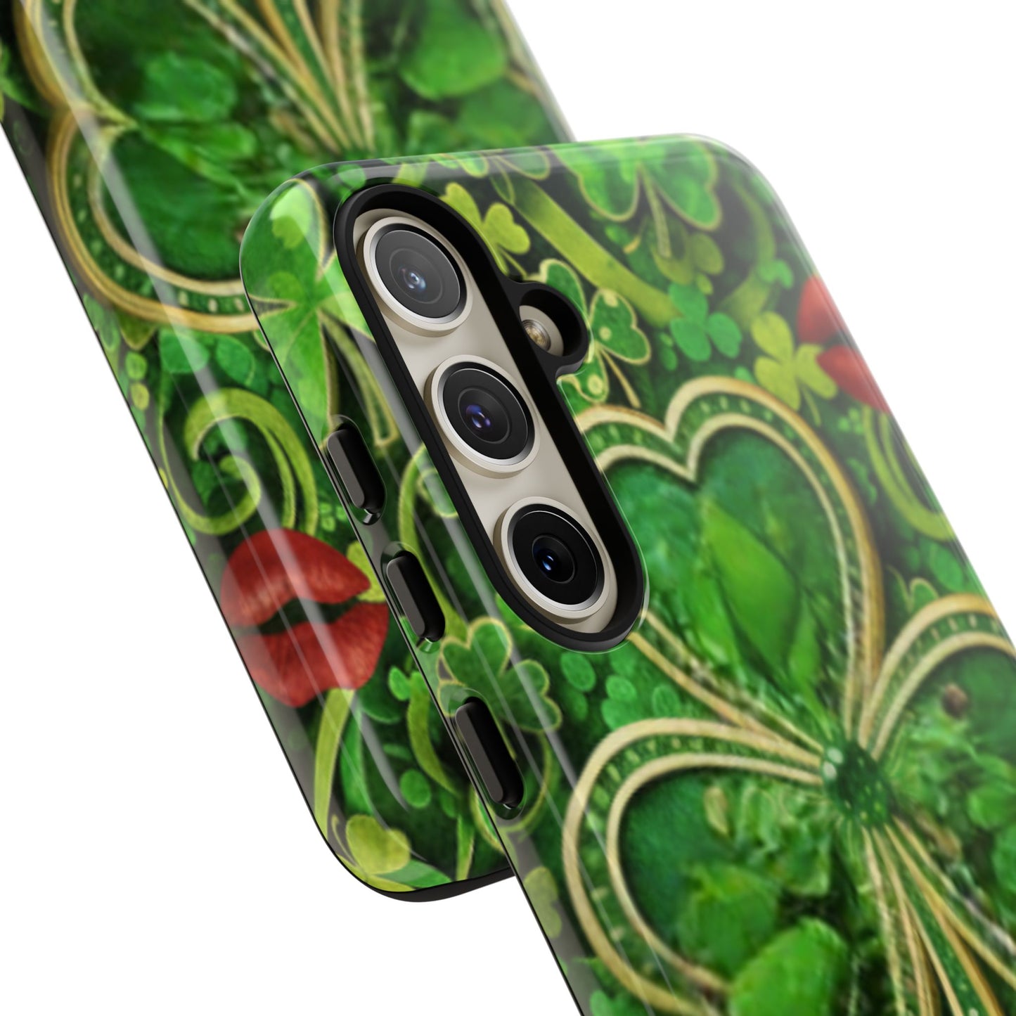 Tough Phone Case – Dual-Layer Protection with Shamrock Print