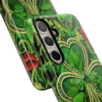 Tough Phone Case – Dual-Layer Protection with Shamrock Print