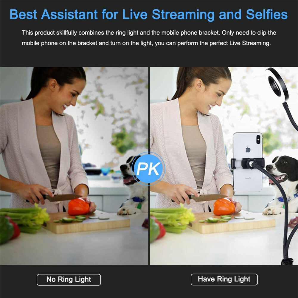 Selfie Ring Light with Cell Phone Holder Stand for Live Stream/Makeup LED Camera