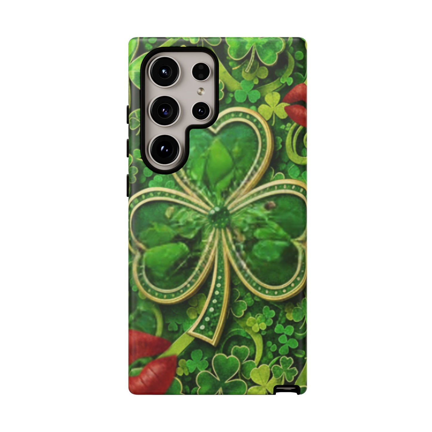 Tough Phone Case – Dual-Layer Protection with Shamrock Print