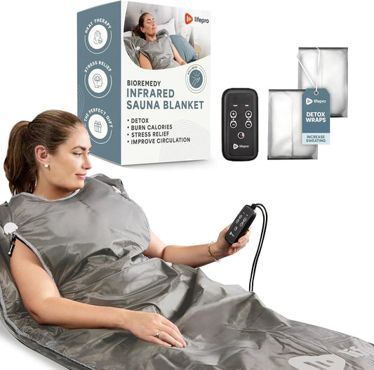 Bioremedy Far-Infrared Sauna Blanket, Portable Heat Wrap for Relaxation - Gray