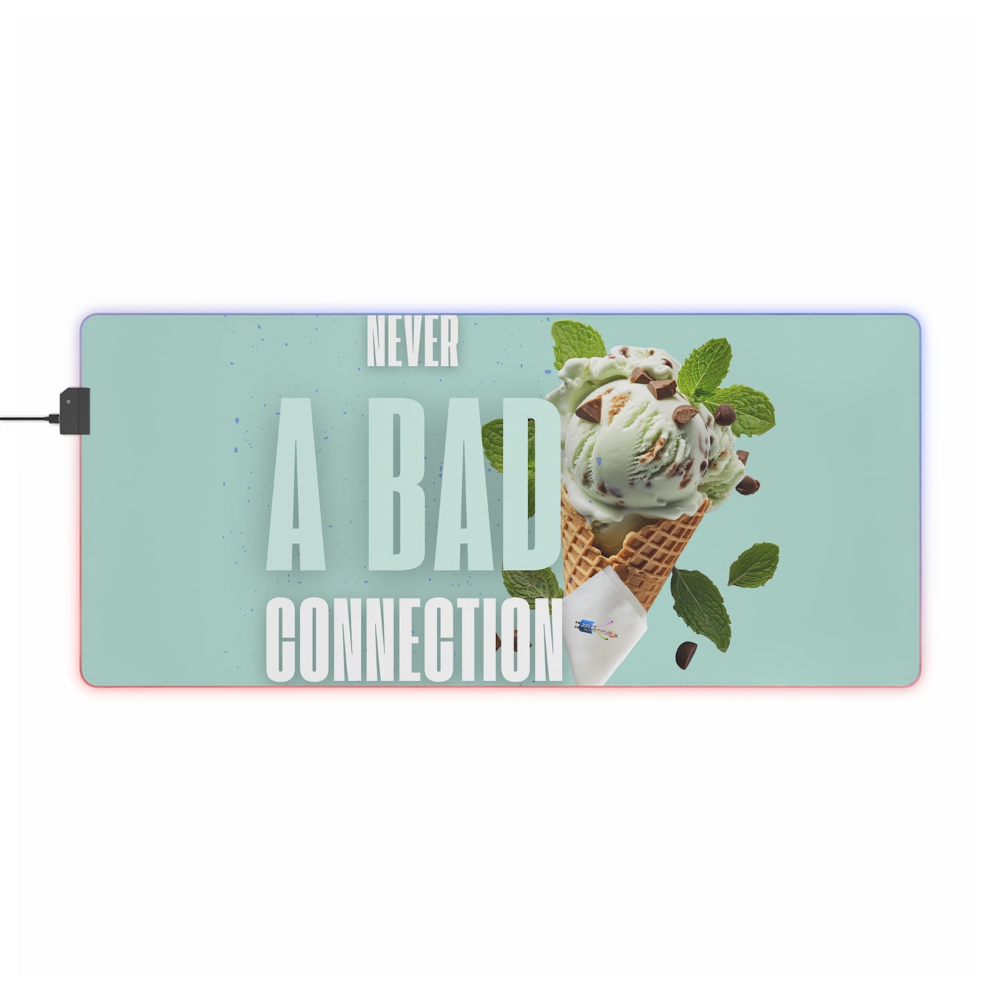 LED Desk Mat – Never a Bad Connection Mint Ice Cream Design