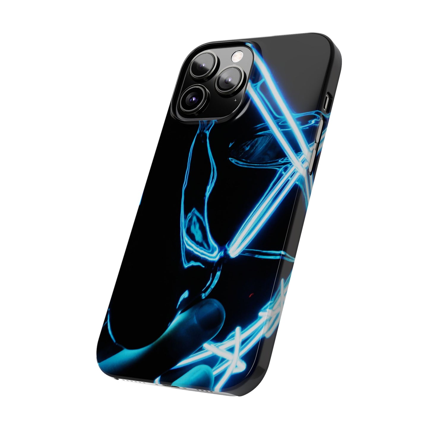Neon Boba Slim Phone Case – Blue LED Tea Art