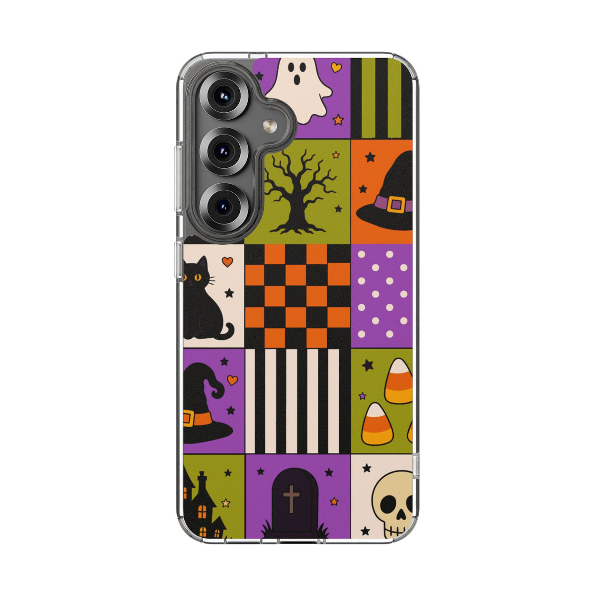 Clear Phone Case – Spooky Patchwork