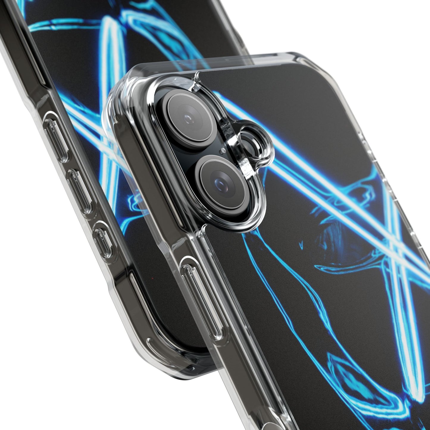 Clear Magnetic Phone Case — Blue Neon Light Design