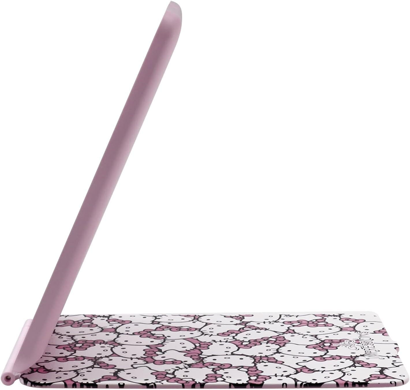 Impressions Vanity Hello Kitty Touch Pad Mini Tri-Tone Makeup Mirror with Printed Flip Cover and LED Strip, Travel Vanity Mirror with Touch Sensor Switch and USB Extension (White/Pink)