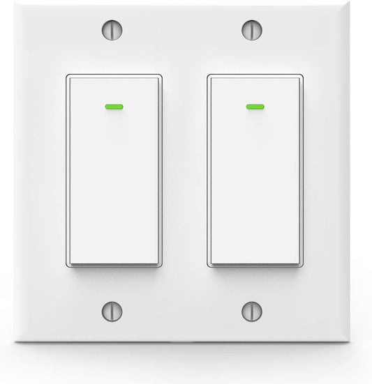Smart Light Switch, Double Smart Wifi Light Switches, Smart Switch 2 Gang Works with Alexa Google Assistant