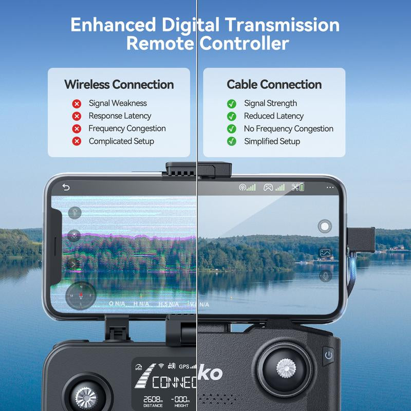 Ruko F11GIM2 Drones with Camera for Adults 4K, 64Mins Flight Time, Gimbal & EIS 4K Camera, 9842Ft Digital Video Transmission, GPS Auto-Return Professional Quadcopter, Level 6 Wind Resistance