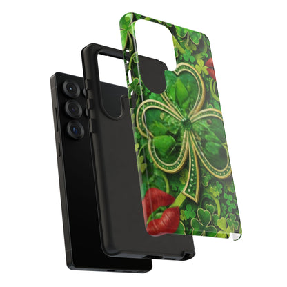 Tough Phone Case – Dual-Layer Protection with Shamrock Print