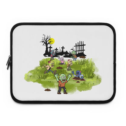 Zombie Cartoon Laptop Sleeve — Cute Spooky Graveyard Design