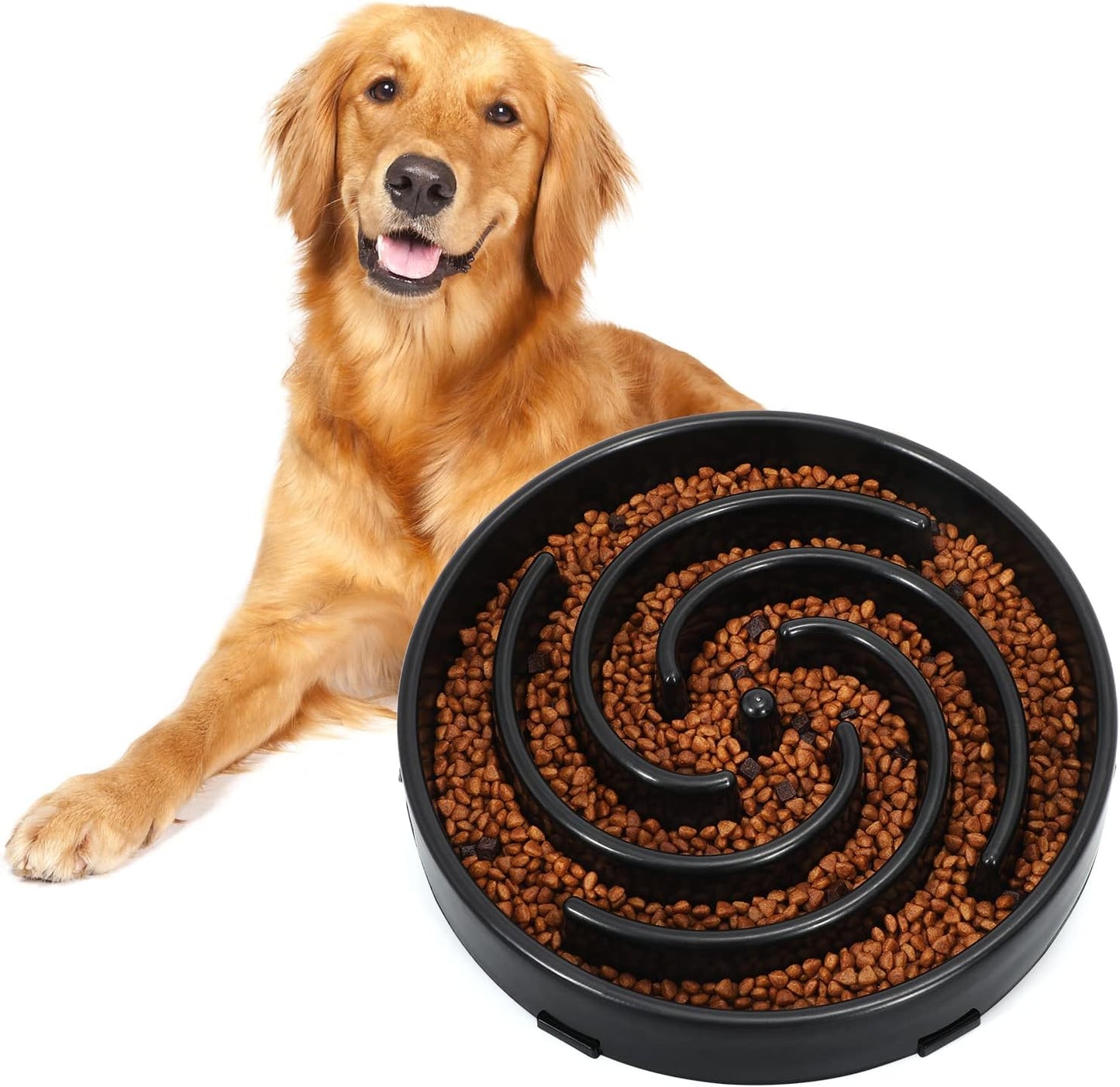 Slow Feeder Dog Bowls for Large Medium Dog Non Slip Maze Puzzle Bowl Pet Slower Food Feeding Dishes Interactive Bloat Stop Preventing Choking Healthy Dog Bowl, Black
