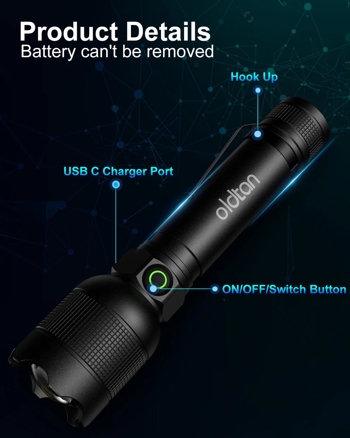 Rechargeable Flashlights with High Lumens, Mini Metal Flashlights for Outdoor,2 Pack (Black)