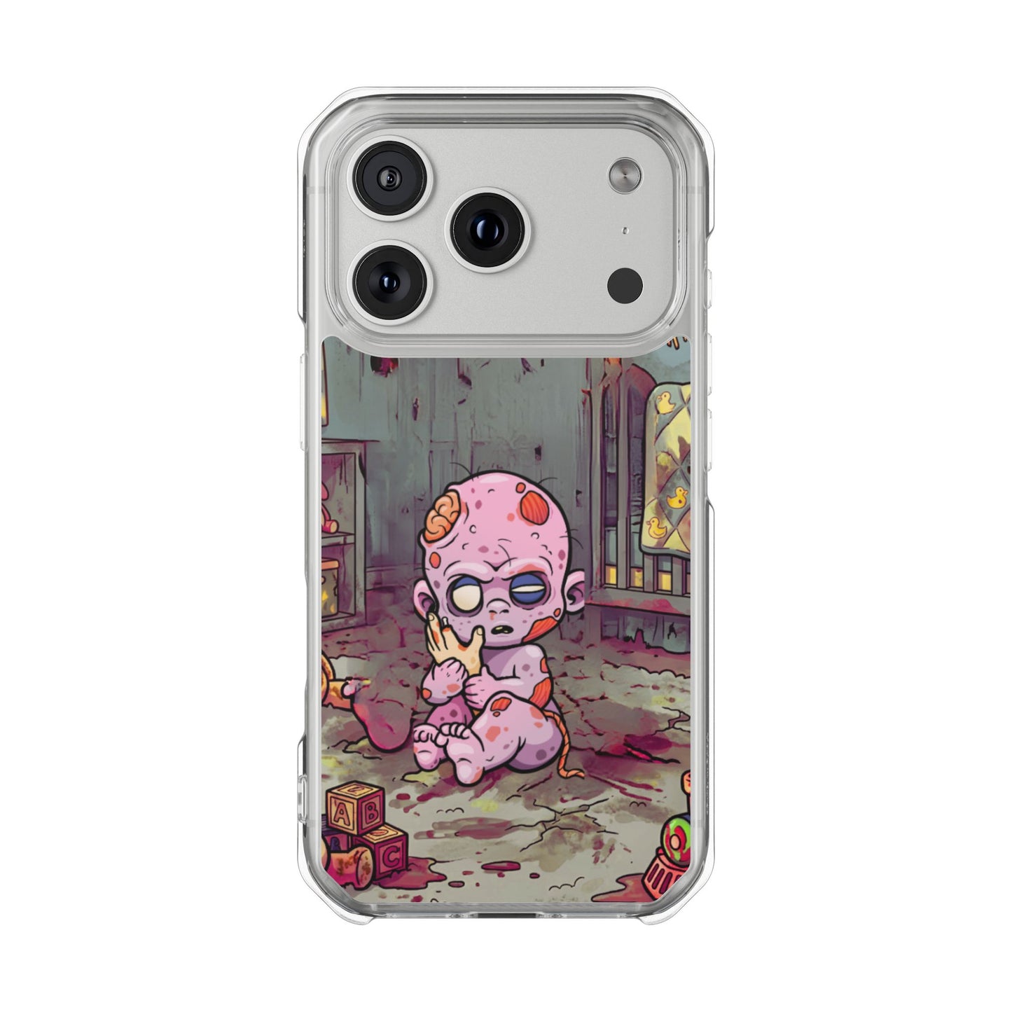 Clear Magnetic Phone Case — Cute Creepy Zombie Baby Design