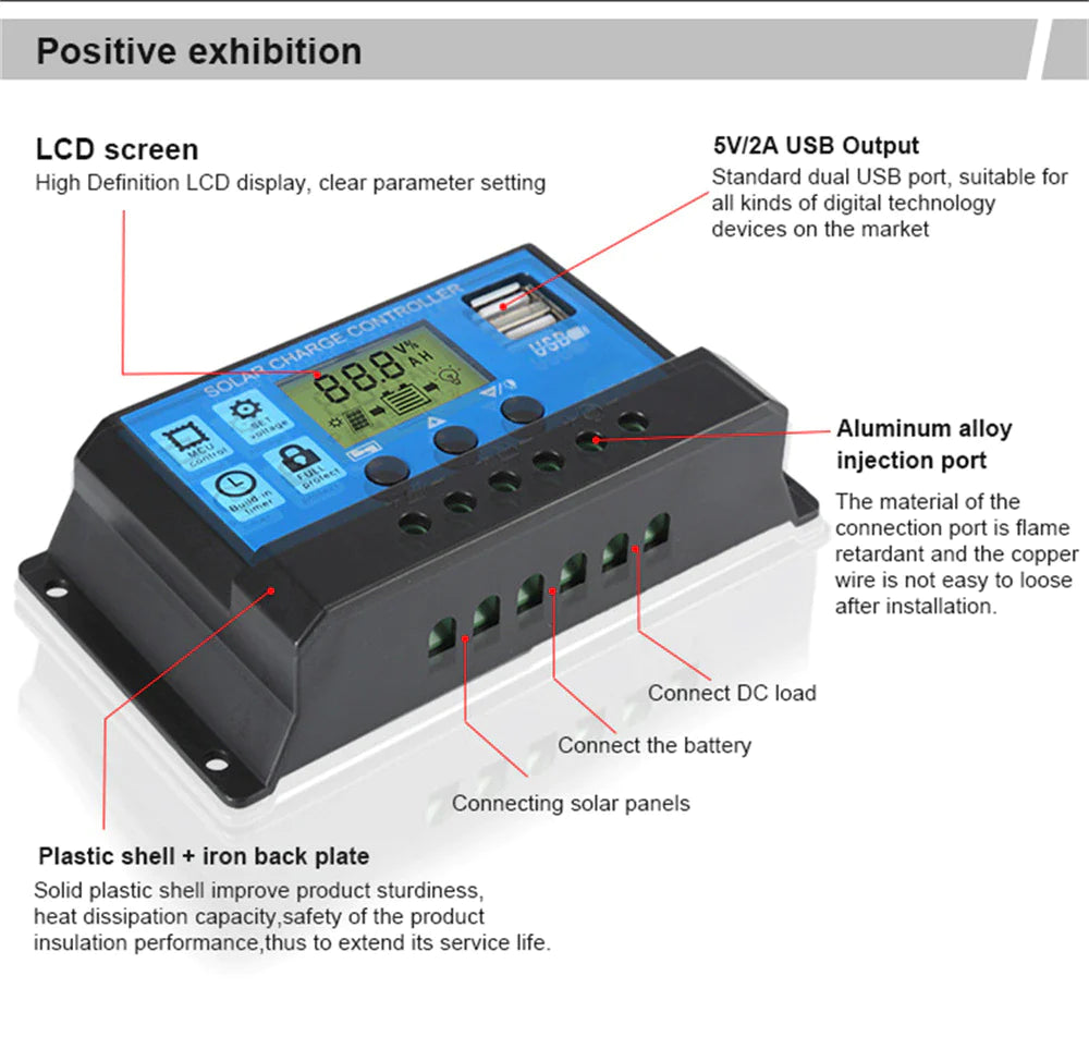 MPPT Solar Charge Controller: 30-100A 12V/24V - Auto Tracking