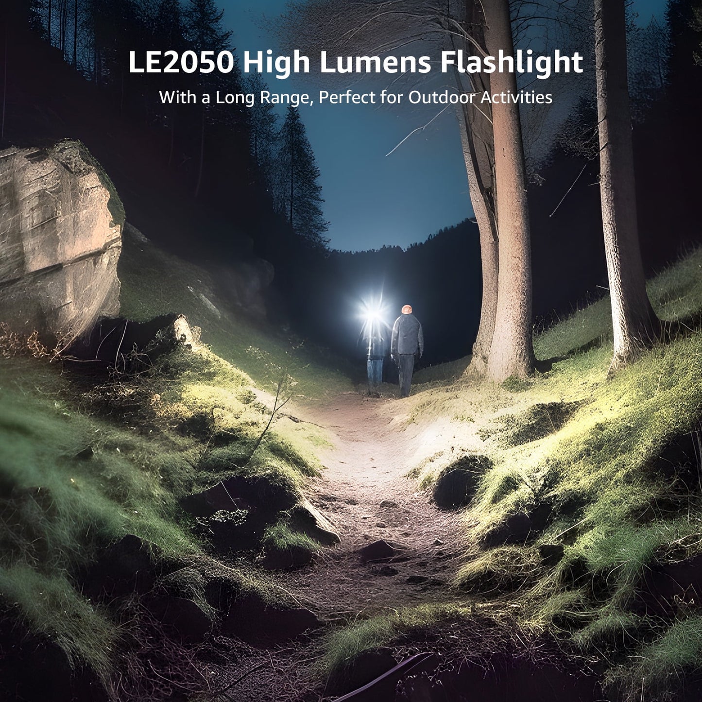 2-Packs LED Flashlights with Clip , LE2050 High Lumen, 5 Lighting Modes, Zoomable Waterproof Lightweight Flashlights for Emergencies,Camping, Powered by AAA Battery