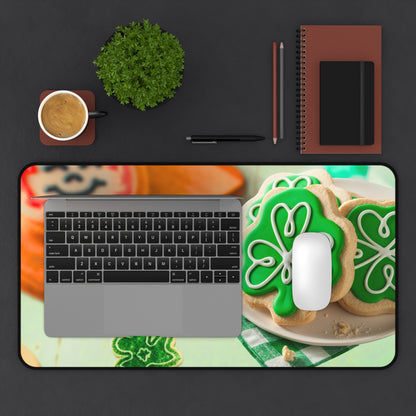 Neoprene Desk Mat – Shamrock Cookie St. Patrick’s Day Design