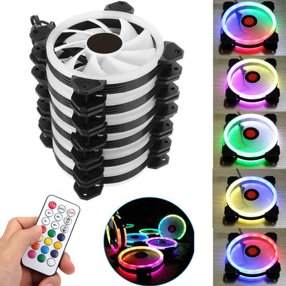 Computer Case PC Cooling Fan RGB Adjust LED 120Mm Quiet + IR Remote New Computer Cooler Cooling RGB Case Fan for CPU