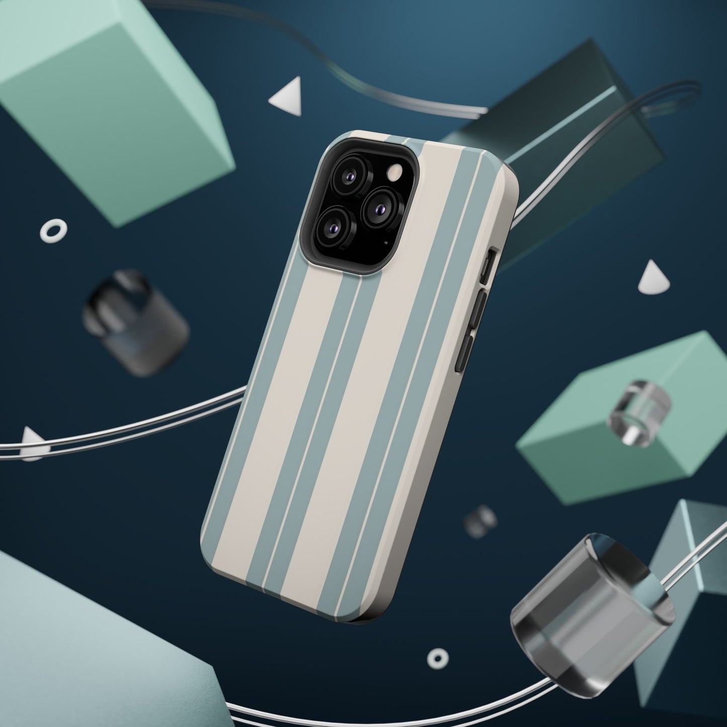Wireless-Charging Compatible Case – Coastal Stripe