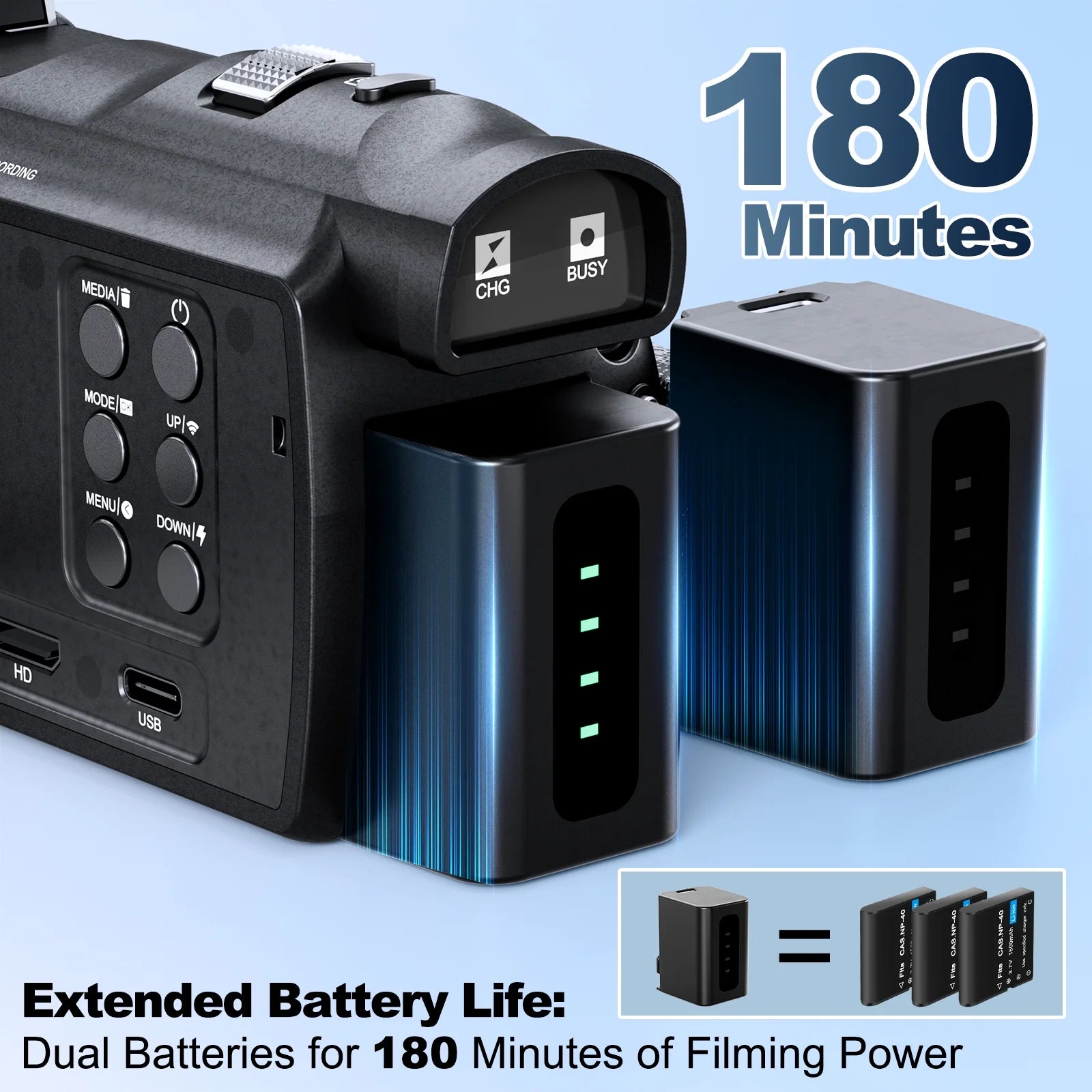 4K Video Camera Camcorder 3.0" IPS Vlogging Camera 48MP Digital Video Camera with 32GB SD Card