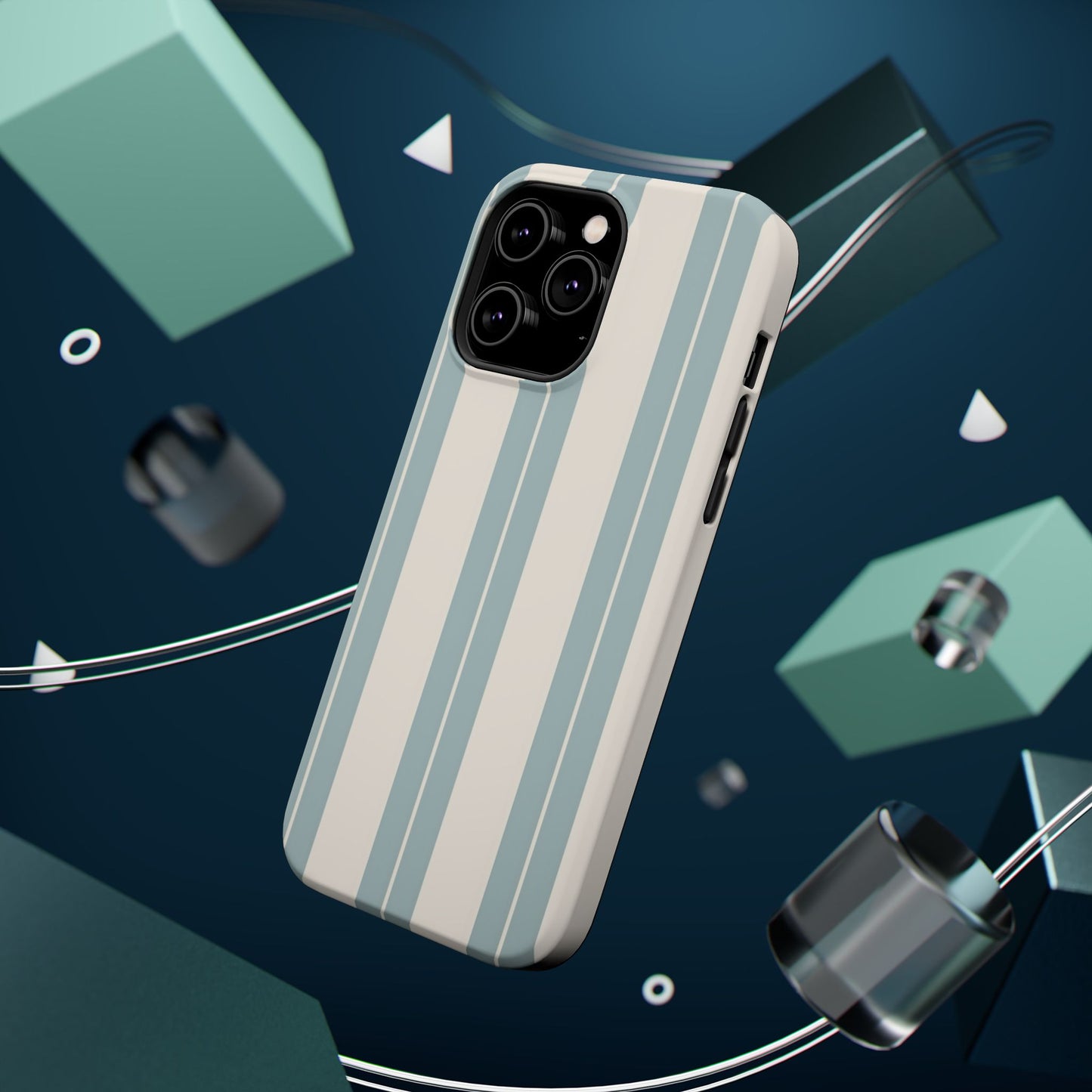 Wireless-Charging Compatible Case – Coastal Stripe