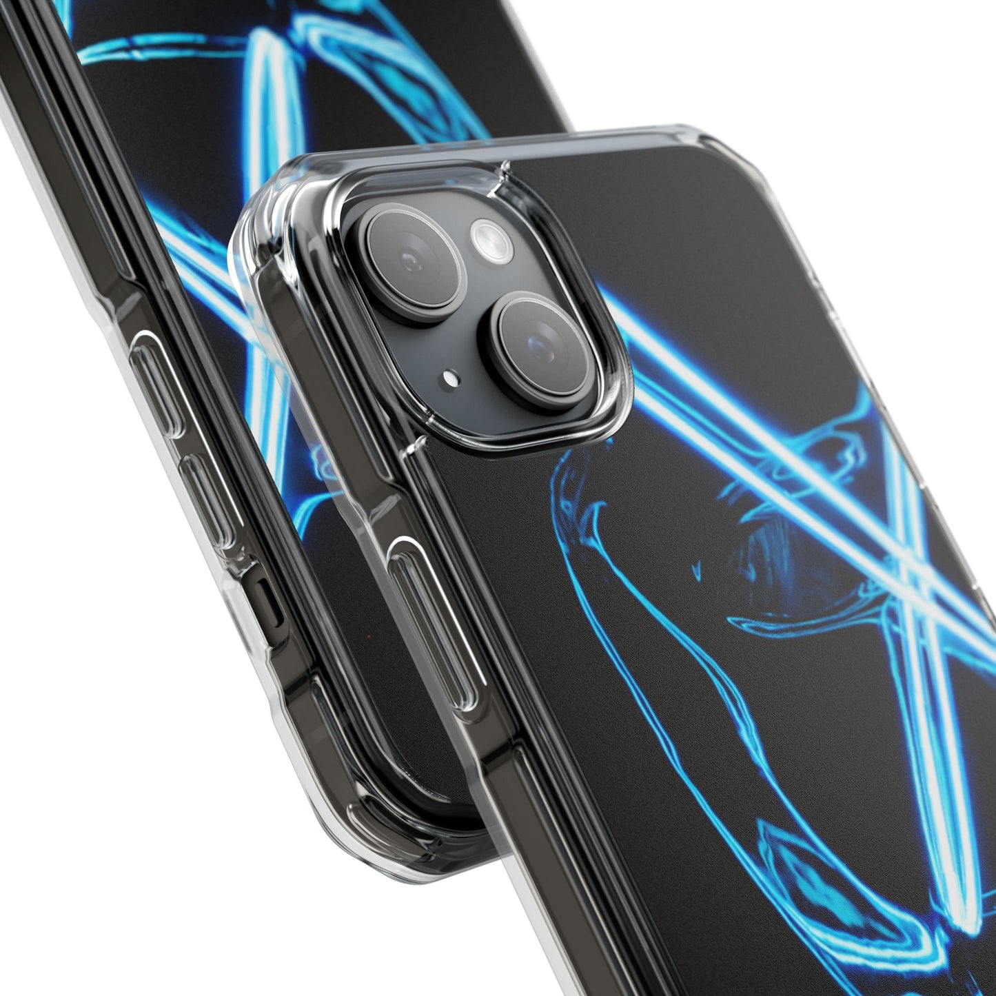 Clear Magnetic Phone Case — Blue Neon Light Design