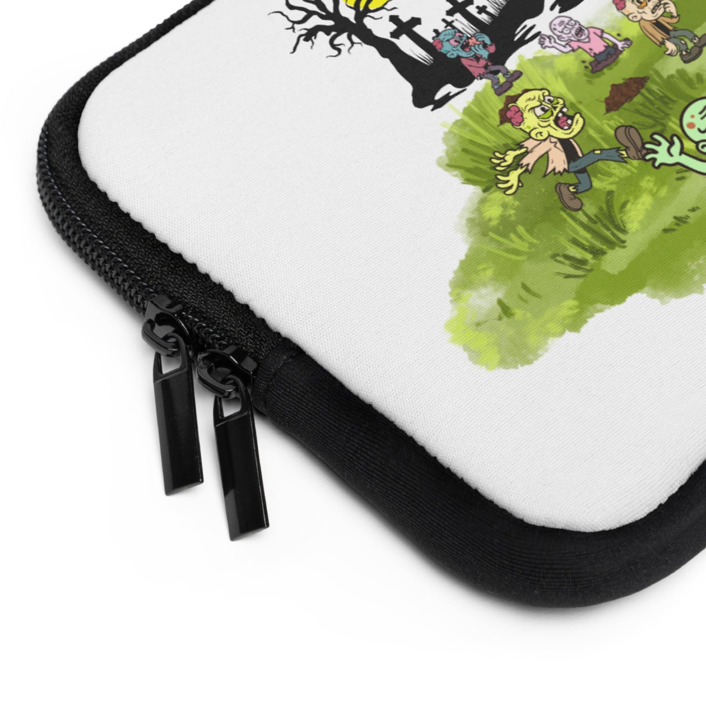 Zombie Cartoon Laptop Sleeve — Cute Spooky Graveyard Design