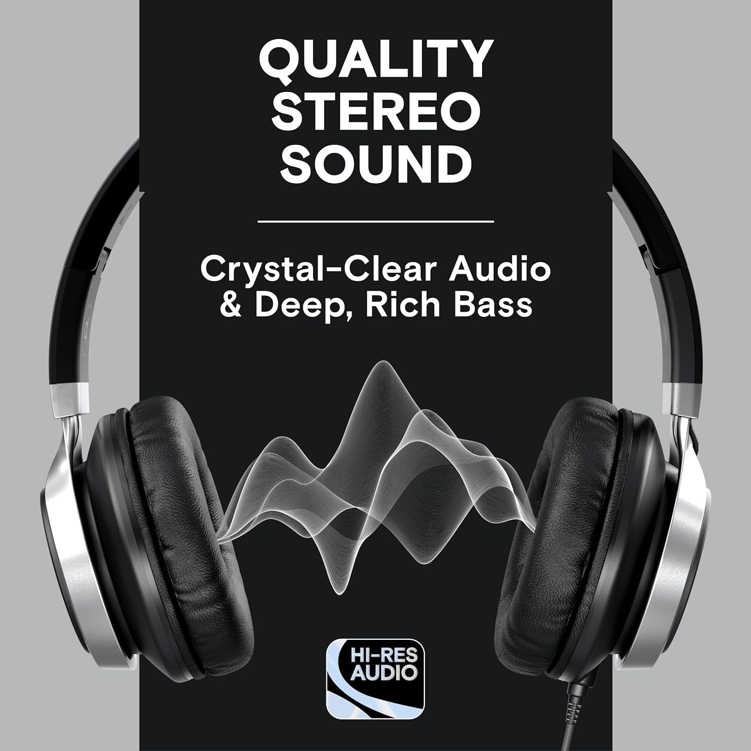 CL750 Wired Headphones with Mic & Volume Control — Noise Isolating On-Ear Headphones for Computer and Laptop Wired, Plug in Corded Headphone over Ear with Wire (Foldable, Aux Jack 3.5Mm)