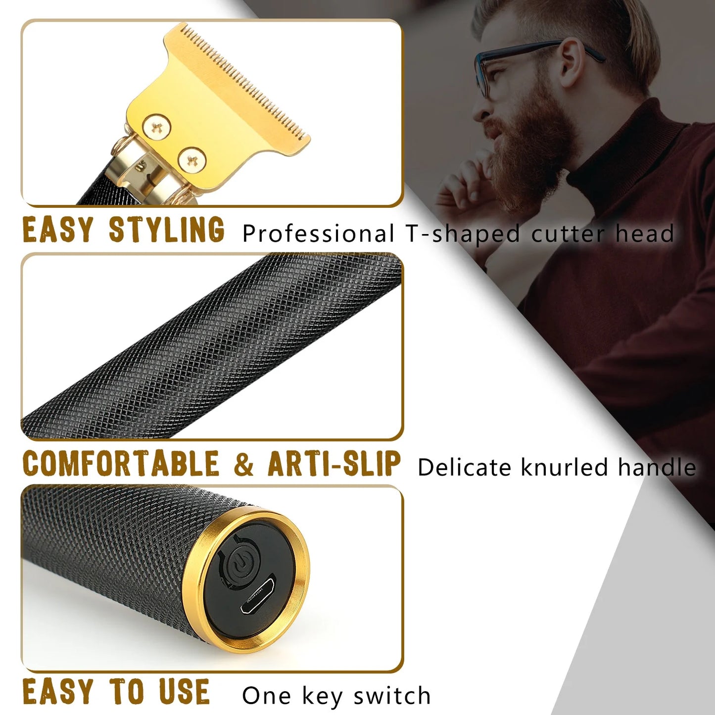 Hair Clippers for Men Cordless Trimmer Haircut Machine Kit, Black