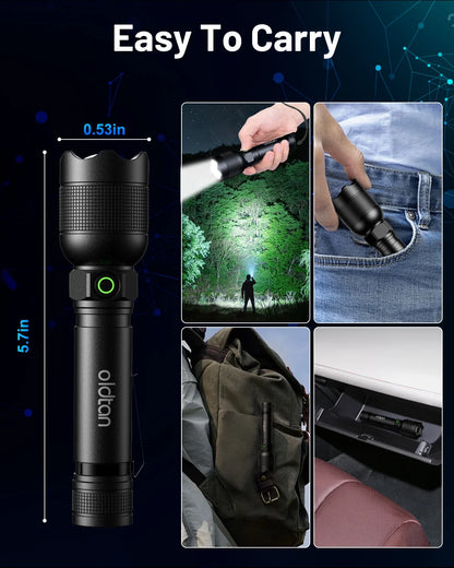 Rechargeable Flashlights with High Lumens, Mini Metal Flashlights for Outdoor,2 Pack (Black)