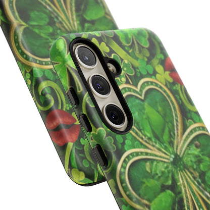 Tough Phone Case – Dual-Layer Protection with Shamrock Print