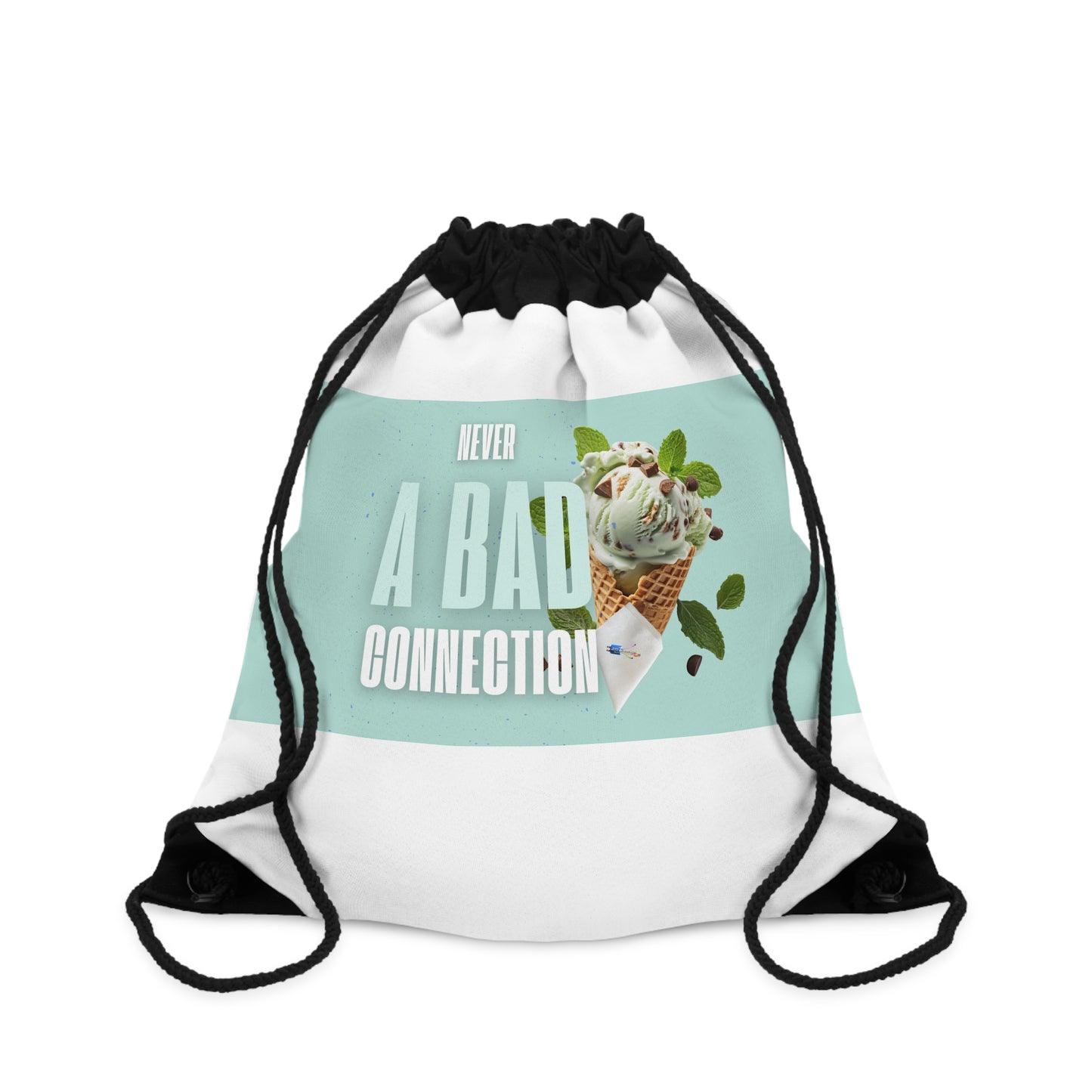 Never a Bad Connection – Mint Ice Cream Drawstring Bag