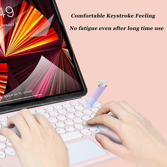 Wireless Bluetooth Keyboard with Touchpad for Ipad, Portable Mini Small Universal Rechargeable 10 Inch Ultra-Slim Wireless Keyboard for Tablet Smartphone PC Computer Laptop Windows Android Ios